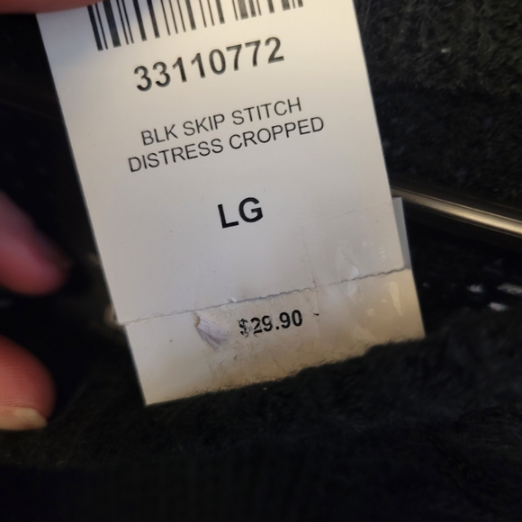 Nwt Hot Topic Black Distressed Knit Sweater - Picture 2 of 4